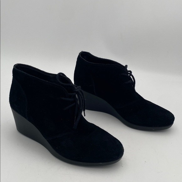 CROCS Black suede wedge ankle boots women 8 casual office retro Y2K fall winter - Picture 11 of 11